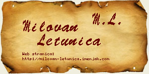 Milovan Letunica vizit kartica